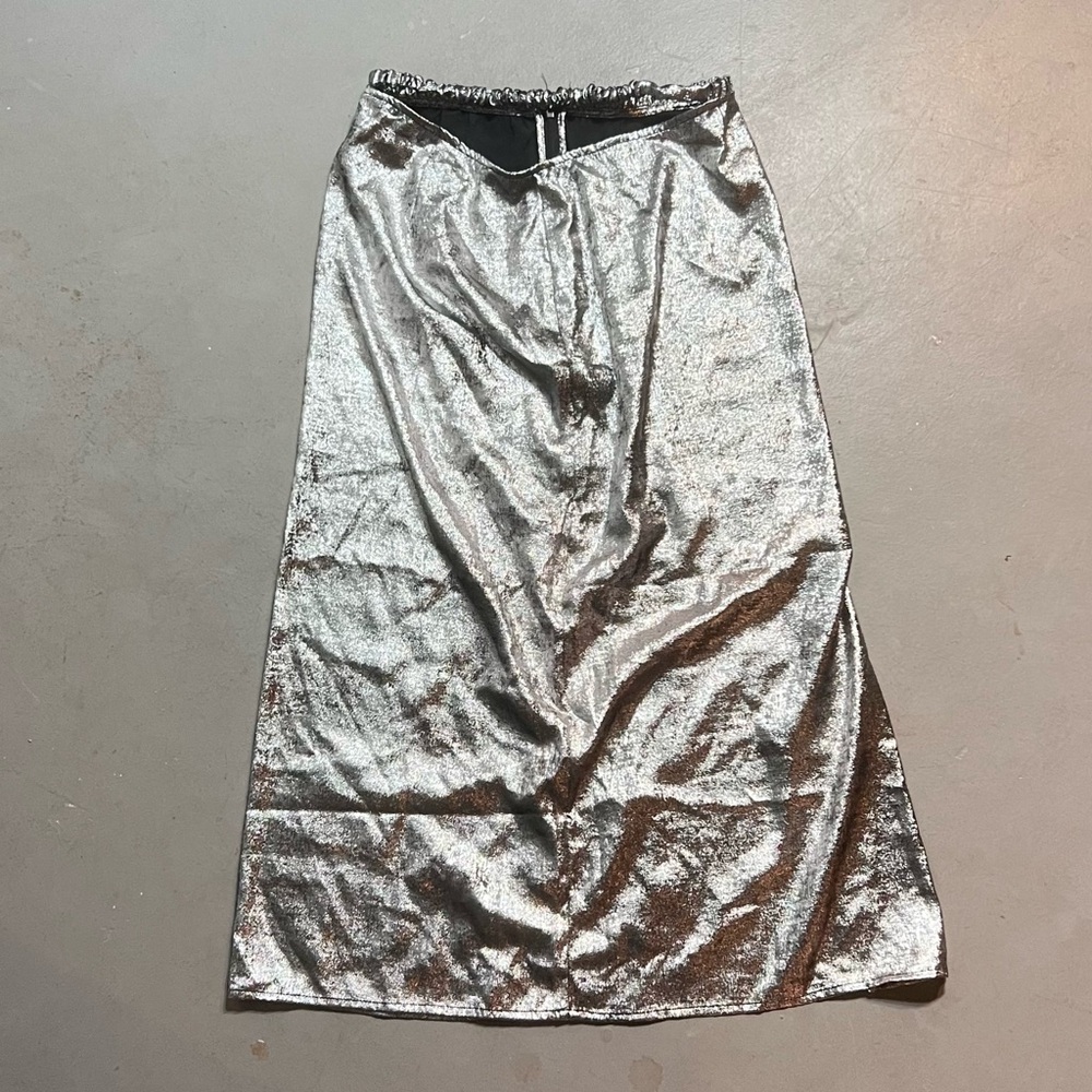 Shimmering Silver Maxi Skirt